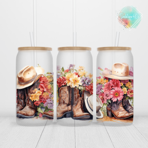 Verre-16-oz-bottes-cowgirl