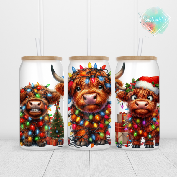 Verre-16oz-vache-highland-noel
